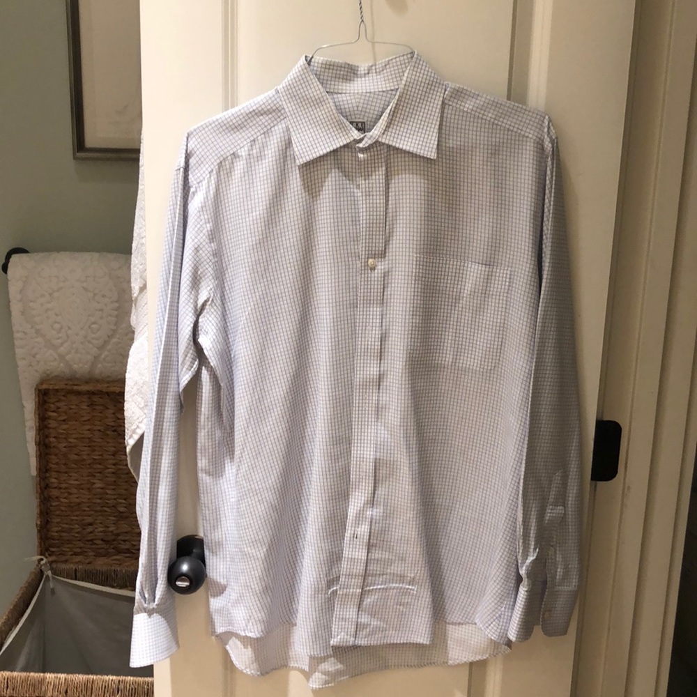 Ike Behar Blue and White Striped Dress Shirt